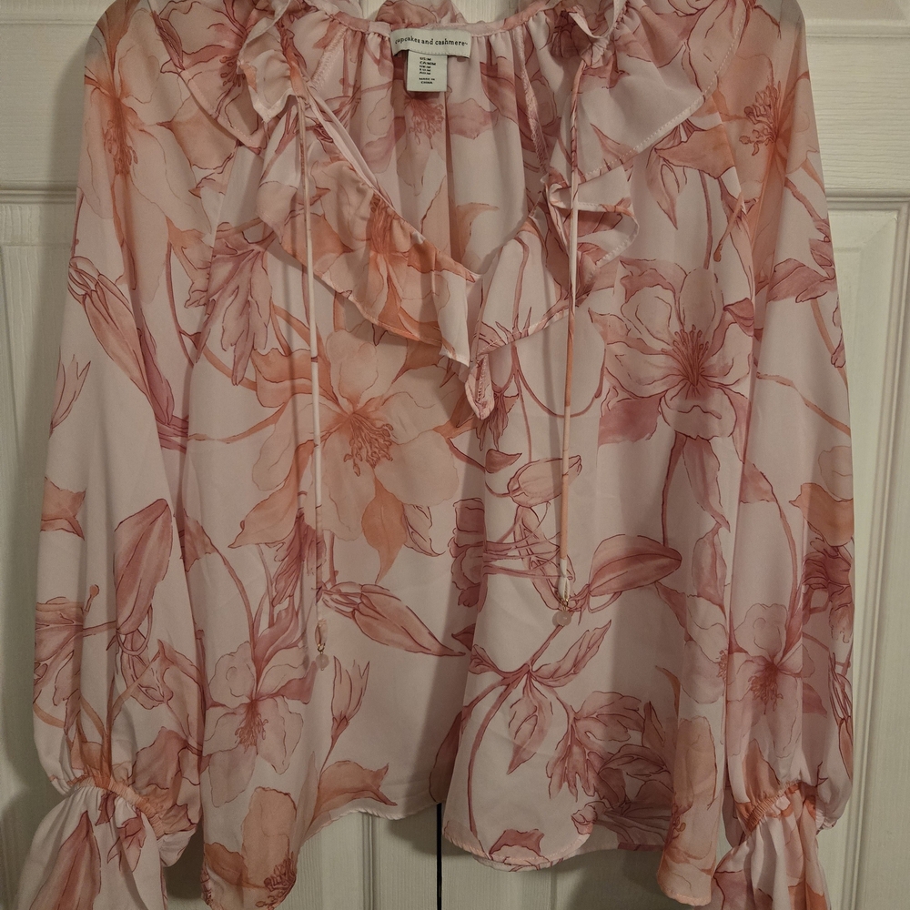 Cupcakes And Cashmere Floral Blouse - Pink and Orange